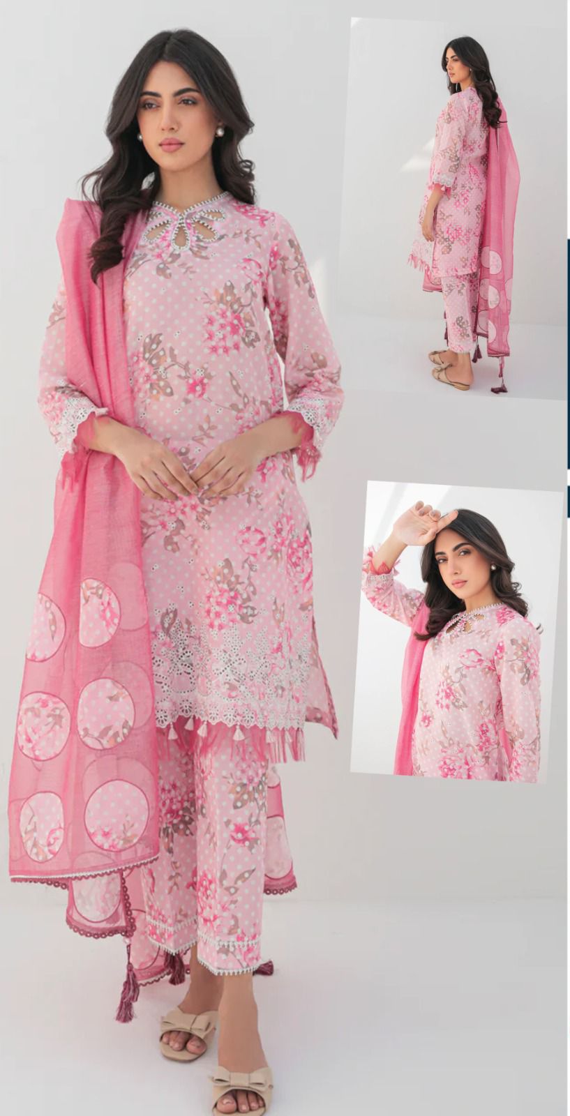Jazmin Polka Dots Premium Pure Swiss Lawn Chikankari With SIlk Duppata 24 WEARZA