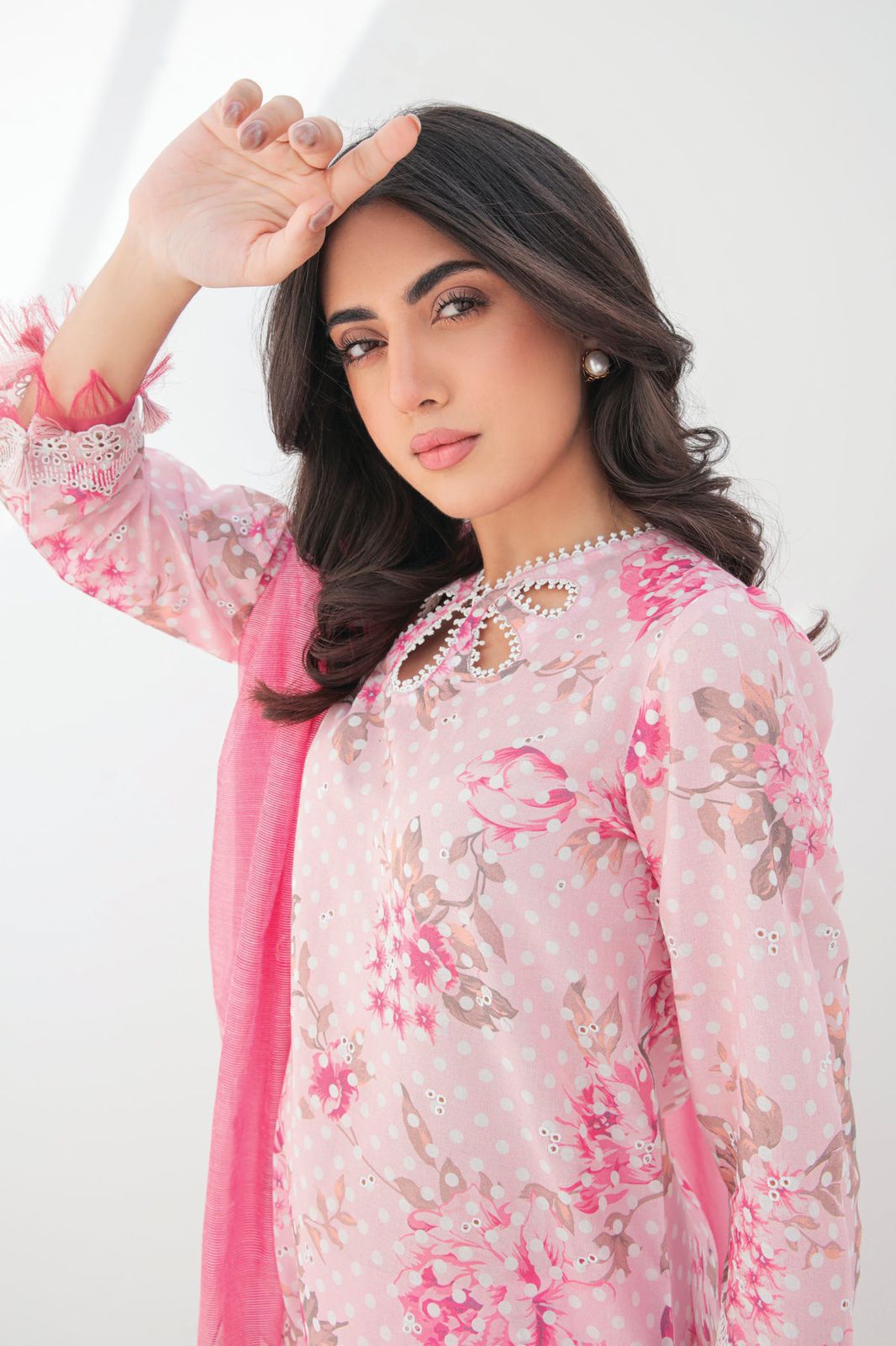 Jazmin Polka Dots Premium Pure Swiss Lawn Chikankari With SIlk Duppata 24 WEARZA