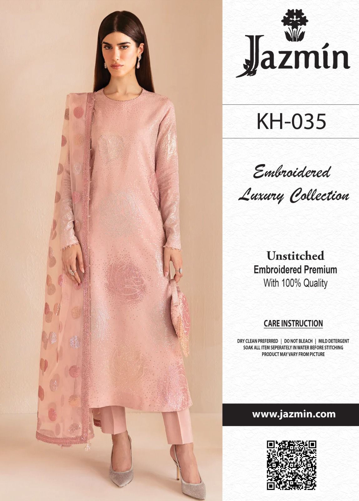 Jazmin Formal Dress Raw Silk With Pure Organza Duppata Winter Collection 2024