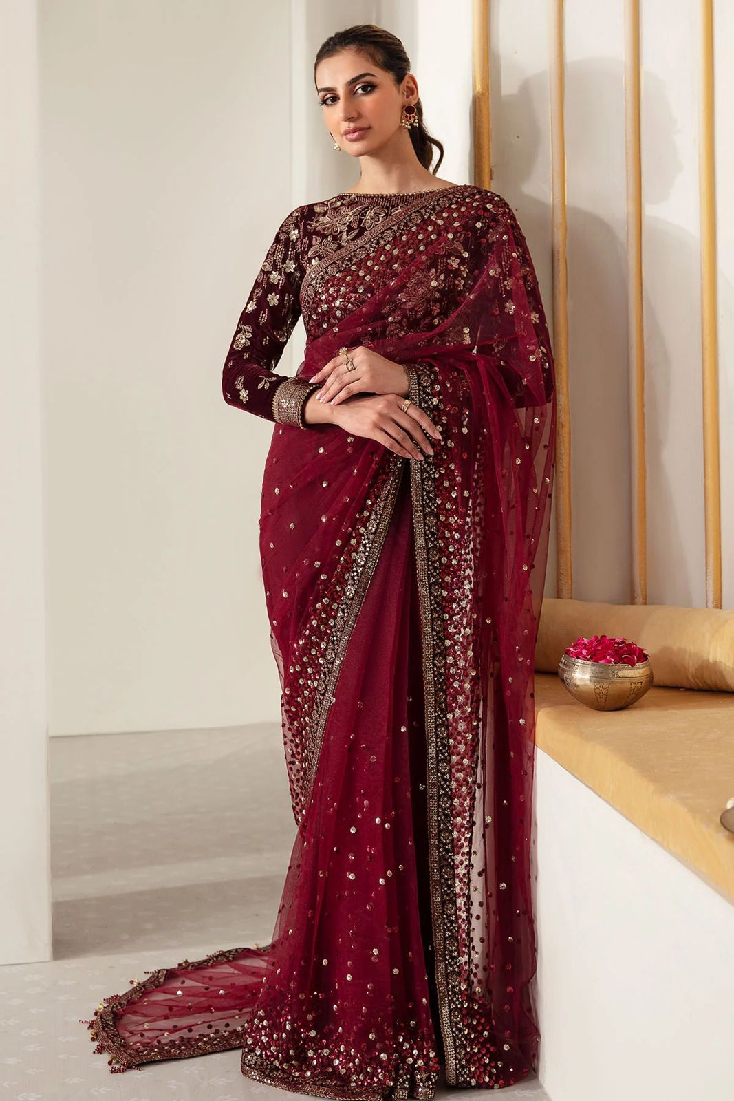 Jazmin Beautiful Saree On Soft Net & Velvet WInter Bridal Collection 2025
