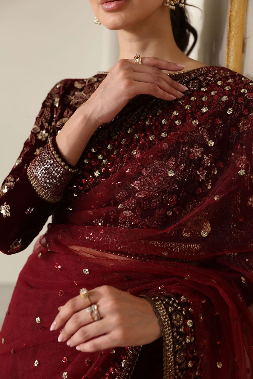 Jazmin Beautiful Saree On Soft Net & Velvet WInter Bridal Collection 2025