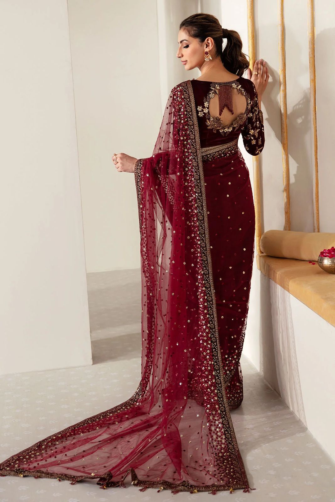 Jazmin Beautiful Saree On Soft Net & Velvet WInter Bridal Collection 2025