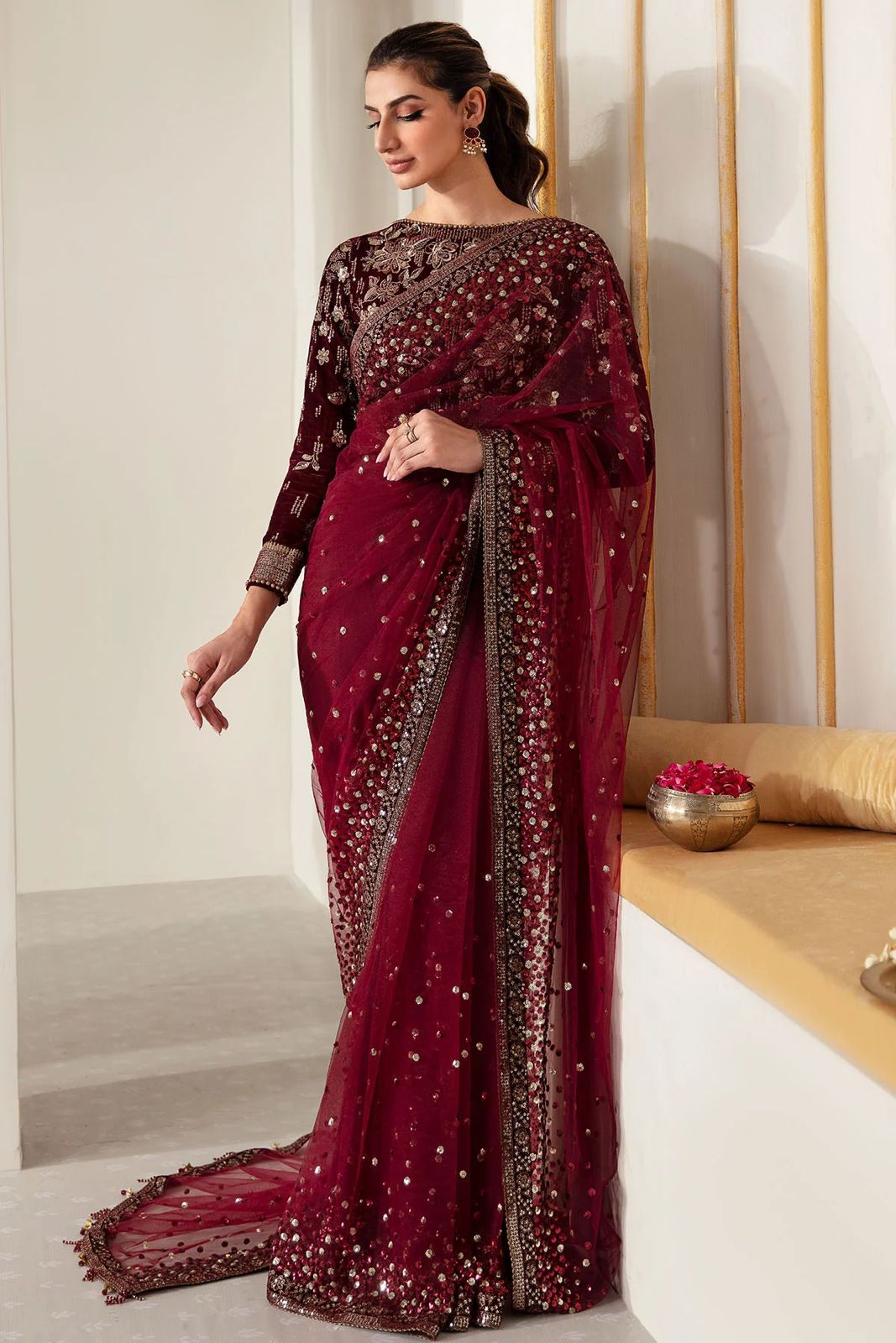 Jazmin Beautiful Saree On Soft Net & Velvet WInter Bridal Collection 2025