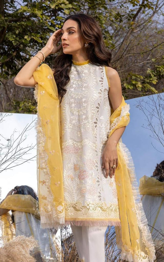 Asifa Nabeel Luxury Eid Collection  Wz-04 Most Hot Code Premium Pure Lawn Dress With Organza Duppata 2025