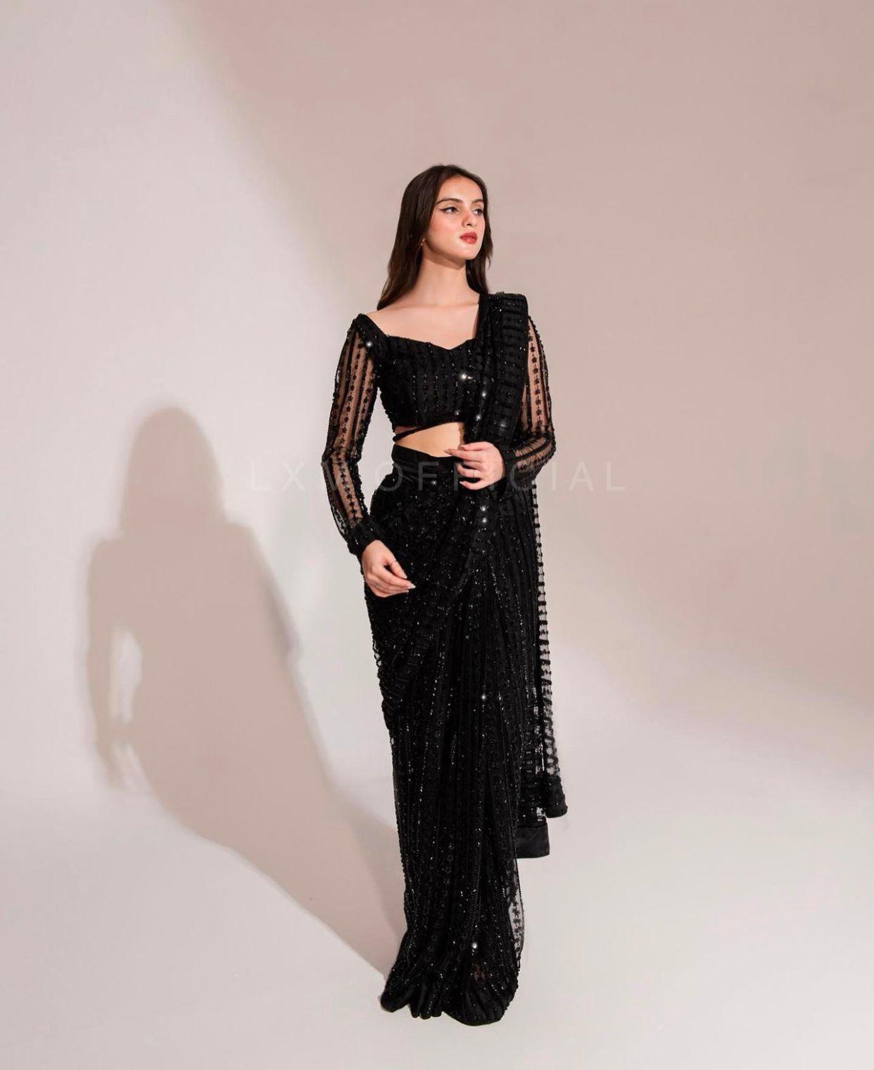 Maria b X Wearza 100% Soft Net Pakistani Best Saree Adda Work 2025