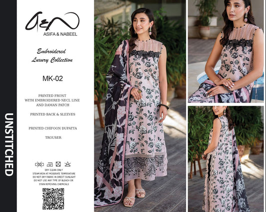 Asifa Nabeel Wz-100  Luxury Pure Lawn Embroidered Eid Collection 2025