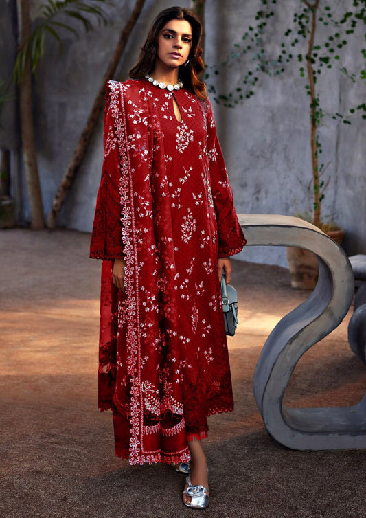 Suffuse Maha Wz-101  Reddish Maroon Luxury Lawn Embroidered Eid Collection 2025