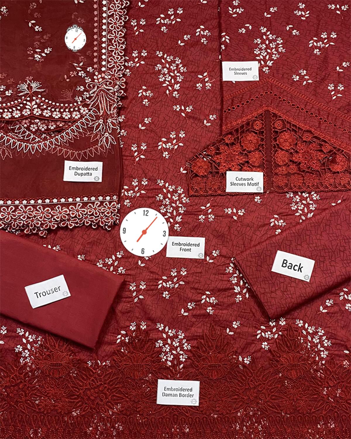 Suffuse Maha Wz-101  Reddish Maroon Luxury Lawn Embroidered Eid Collection 2025
