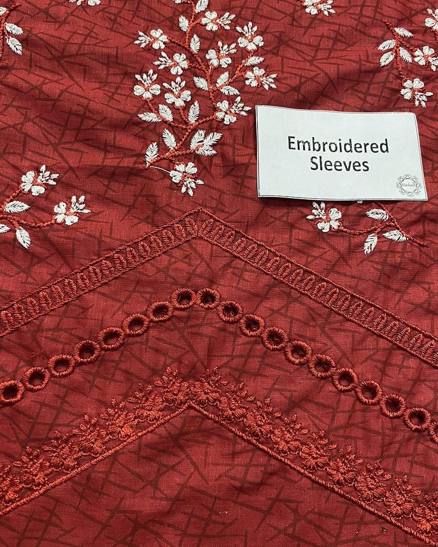 Suffuse Maha Wz-101  Reddish Maroon Luxury Lawn Embroidered Eid Collection 2025