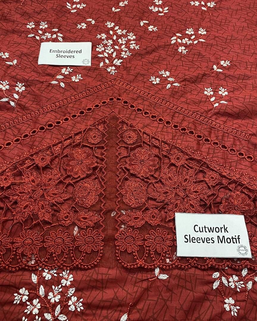 Suffuse Maha Wz-101  Reddish Maroon Luxury Lawn Embroidered Eid Collection 2025