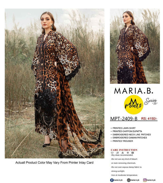 Maria b M Print Wz-107 Premum Lawn Embroidered With Chiffon Duppata Eid Collection 2025