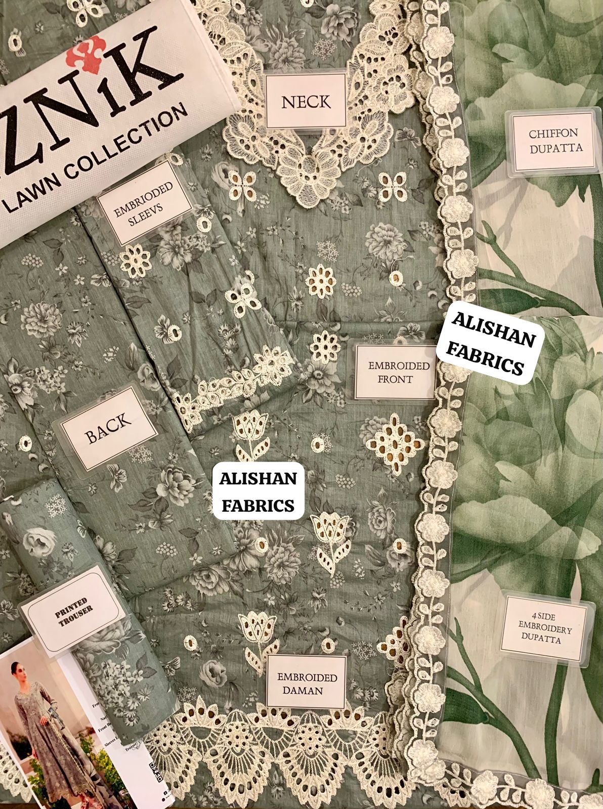 Iznik Wz-103 Luxury Lawn Embroidered With Chiffon Duppata Eid Collection 2025