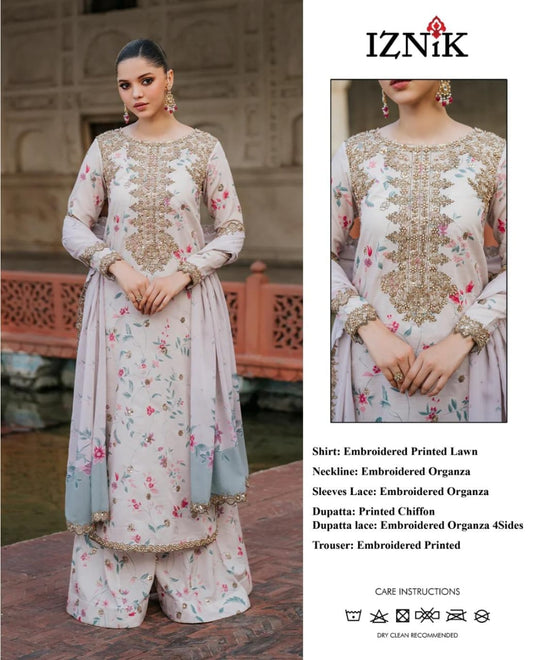 Iznik  Wz-113 Luxury Pure Digital Lawn Embroidered Eid Collection 2025