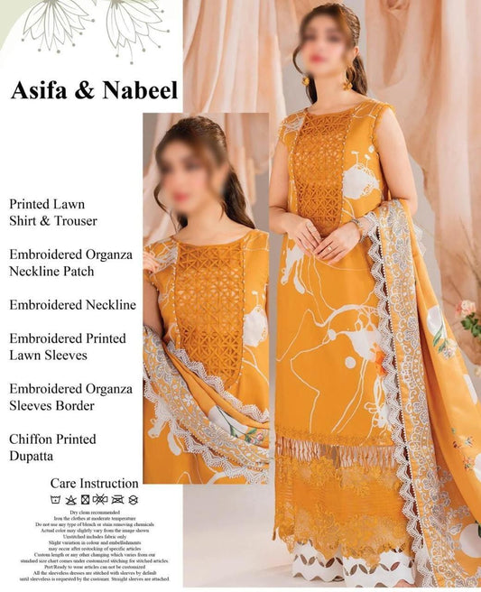 Asifa Nabeel Wz-139 Luxury Pure Lawn Embroidered Eid Collection 2025