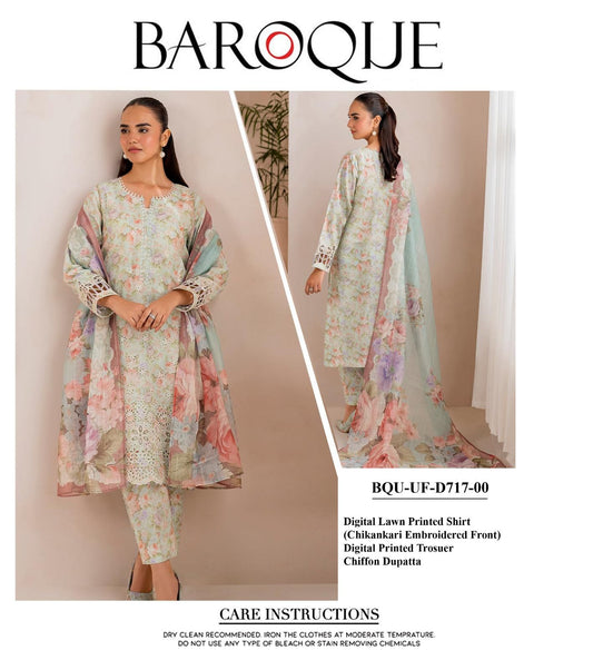 Baroque Wz-136 Luxury Pure Lawn Embroidered Eid Collection 2025