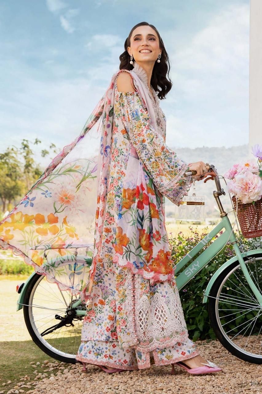 Maria B M Print Wz-250/7B Luxury Pure Lawn Embroidered Eid Collection 2025