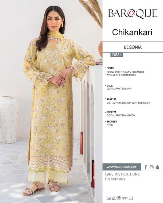 Baroque Wz-581 Luxury Pure Lawn Embroidered Eid Collection 2025