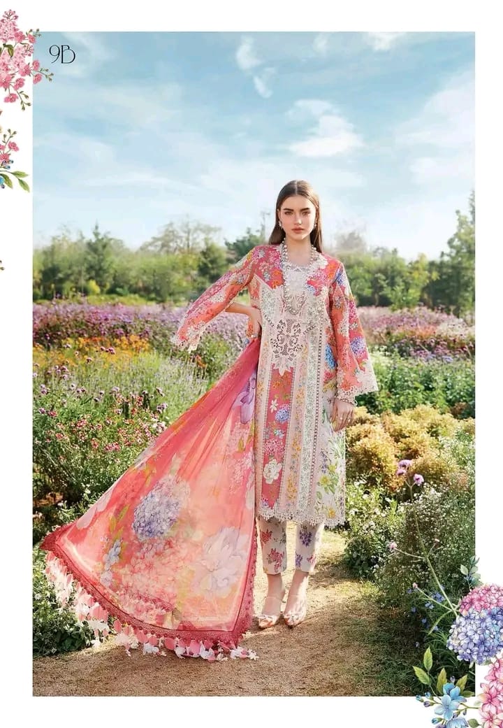 Maria B M Print Wz-250-9A/B Luxury Pure Lawn Embroidered Eid Collection 2025