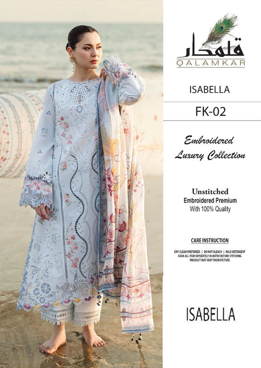 Qalamkar  Isebella Wz-579 Luxury Pure Lawn Chikankari Festive Embroidered Eid Ul Adha Collection 2025
