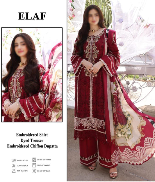 Elaaf Most Beautiful Design Wz-598 Luxury Pure Chikankari Lawn Festive Embroidered Eid Ul Adha Collection 2025