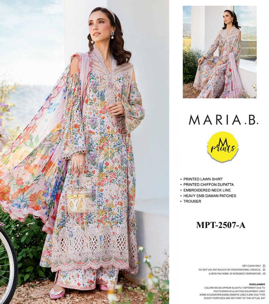 Maria B M Print Wz-255-7A/B Luxury Pure Lawn Embroidered Eid Collection 2025