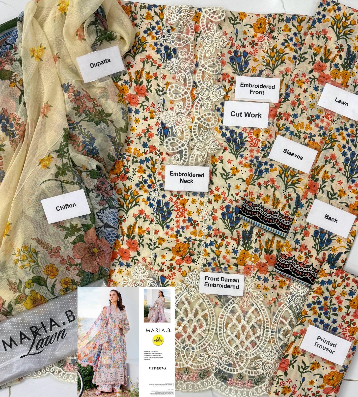 Maria B M Print Wz-255-7A/B Luxury Pure Lawn Embroidered Eid Collection 2025
