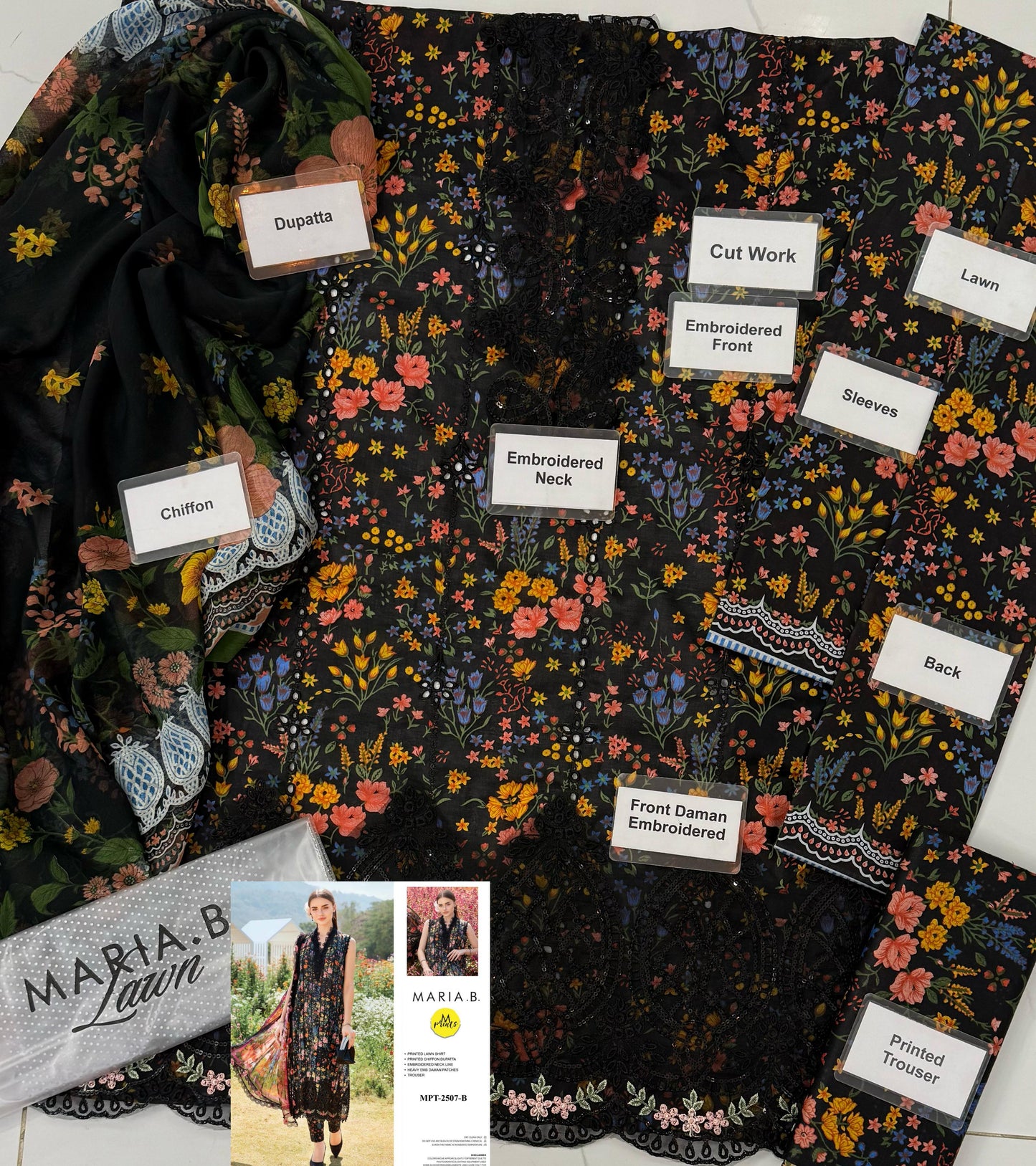 Maria B M Print Wz-255-7A/B Luxury Pure Lawn Embroidered Eid Collection 2025