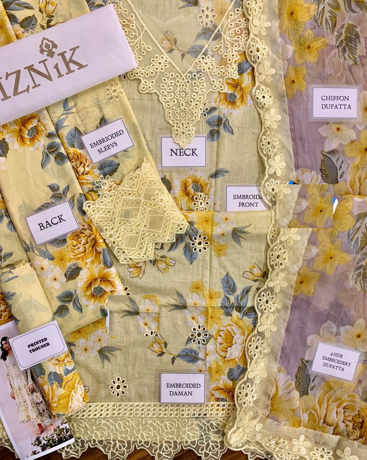 Iznik Dalfah Wz-D9 Luxury Pure Lawn Chikankari Embroidered Azadi Sale 26