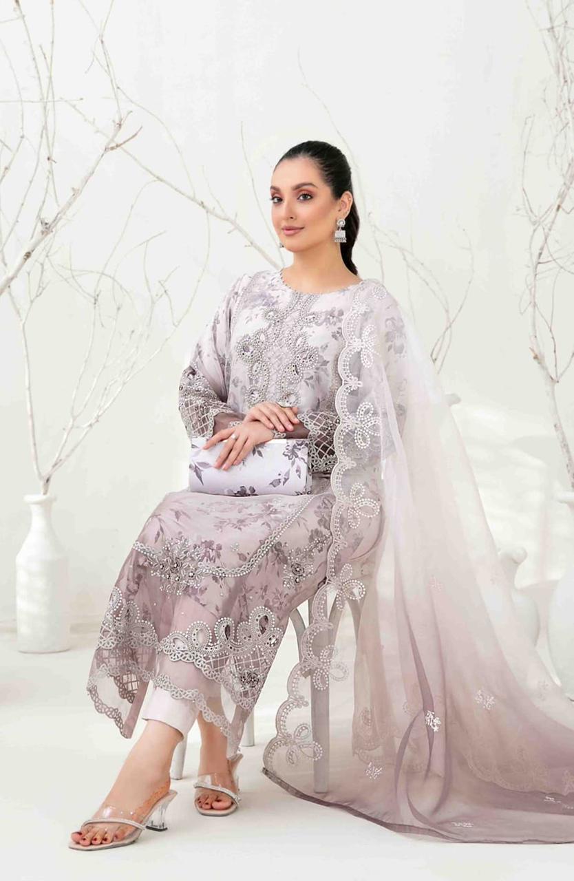 Wearza Most Beautiful Design Wz-1017 Luxury Pure Organza Embroidered Dress Eid Ul Adha Collection 2025