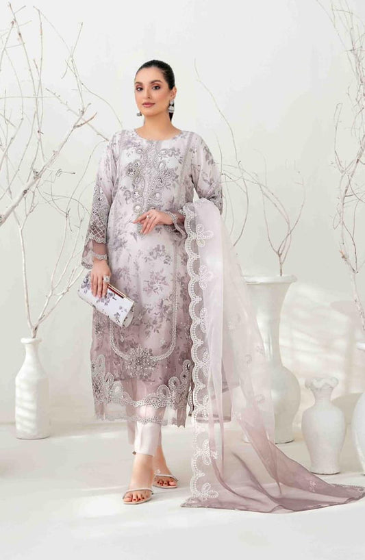 Wearza Most Beautiful Design Wz-1017 Luxury Pure Organza Embroidered Dress Eid Ul Adha Collection 2025