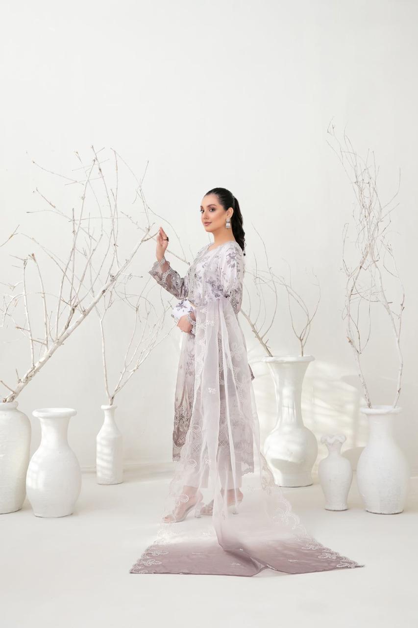 Wearza Most Beautiful Design Wz-1017 Luxury Pure Organza Embroidered Dress Eid Ul Adha Collection 2025