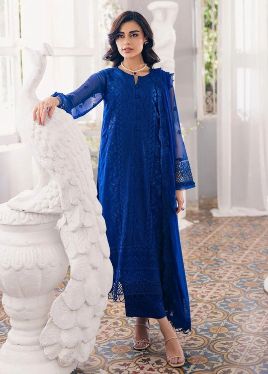Azure Luxury Wz-808 Semi Pure Chiffon Embroidered Dress Eid Ul Adha Collection 2025