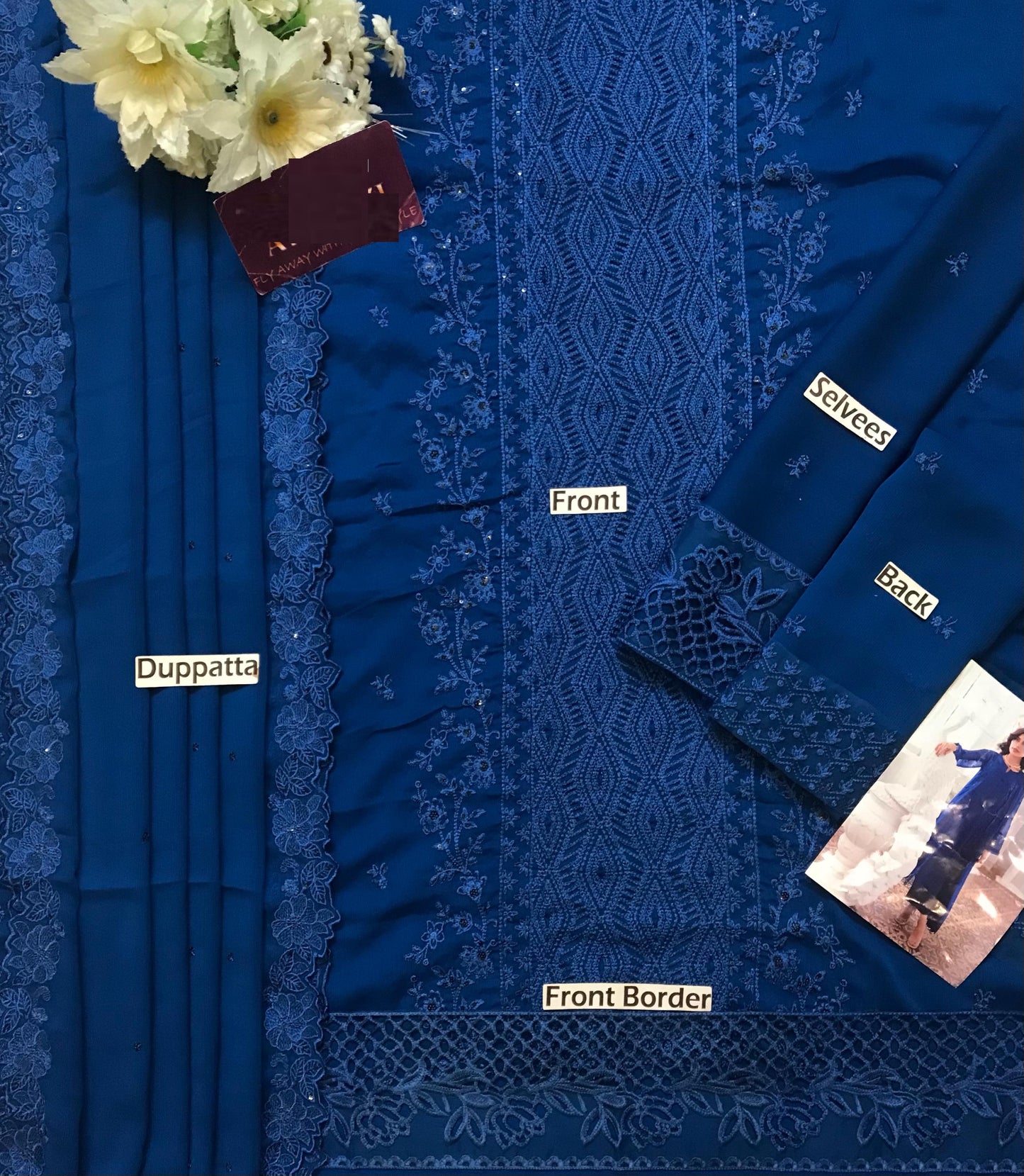Azure Luxury Wz-808 Semi Pure Chiffon Embroidered Dress Eid Ul Adha Collection 2025