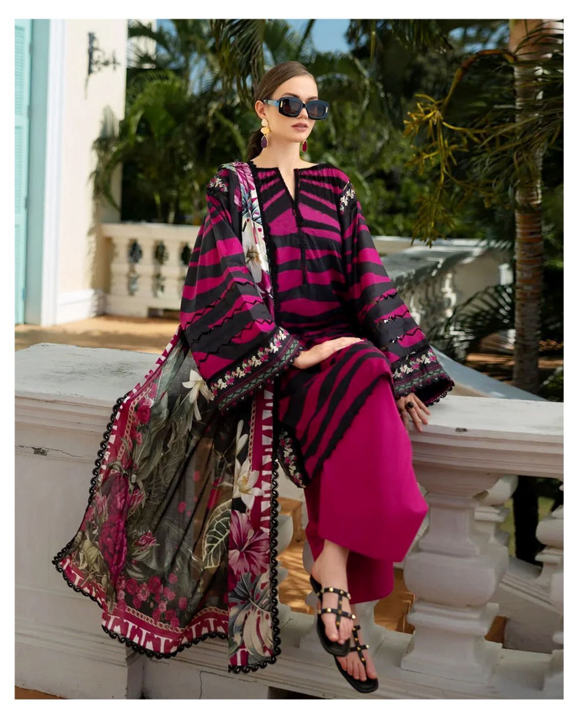 Elaaf  Wz-259 Luxury Pure Lawn Embroidered Eid Ul Adha Collection 2025