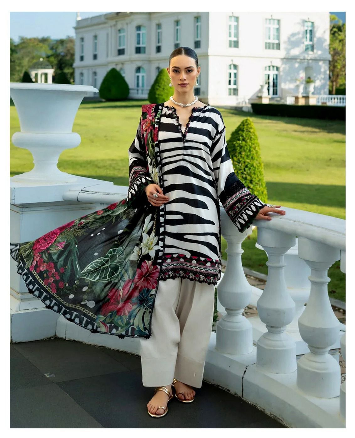Elaaf  Wz-259 Luxury Pure Lawn Embroidered Eid Ul Adha Collection 2025