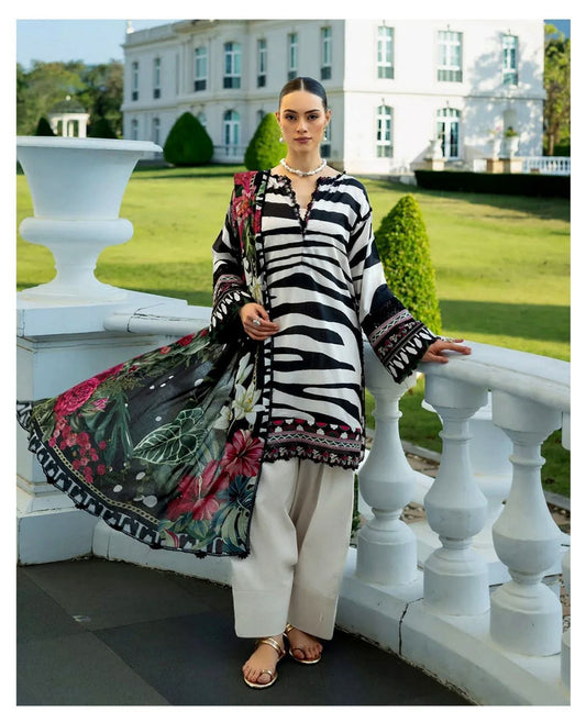 Elaaf  Wz-259 Luxury Pure Lawn Embroidered Eid Ul Adha Collection 2025