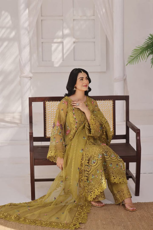 Wearza Beautiful  Wz-010 Luxury Pure Organza Cutwork Laser Embroidered Dress Eid Ul Adha Collection 2025