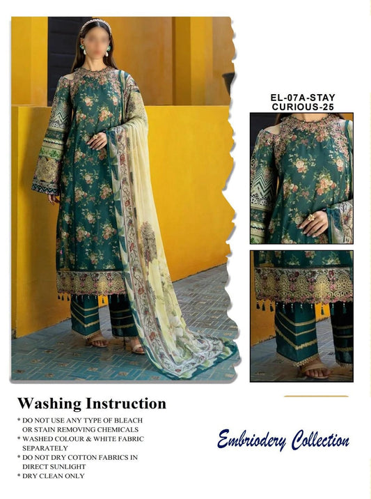 ElAF Signature  Wz=763 Premium Pure Lawn Emb Dress 2025