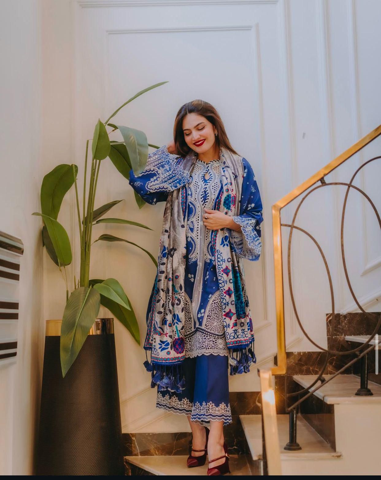 Bin Ilyas Wear By Iqra Kanwal Wz=765 Premium Pure Lawn Emb Dress 2025