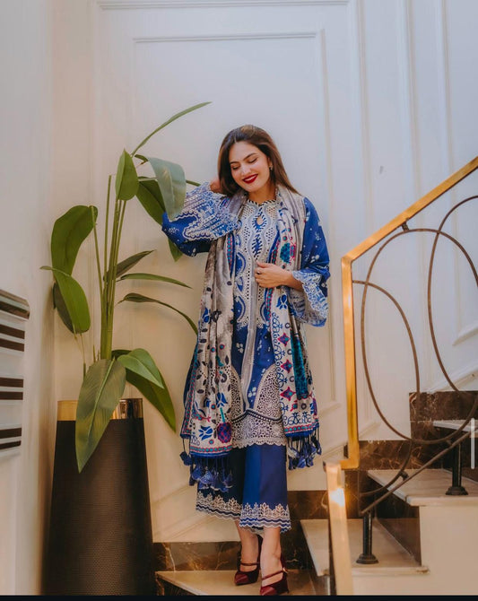 Bin Ilyas Wear By Iqra Kanwal Wz=765 Premium Pure Lawn Emb Dress 2025