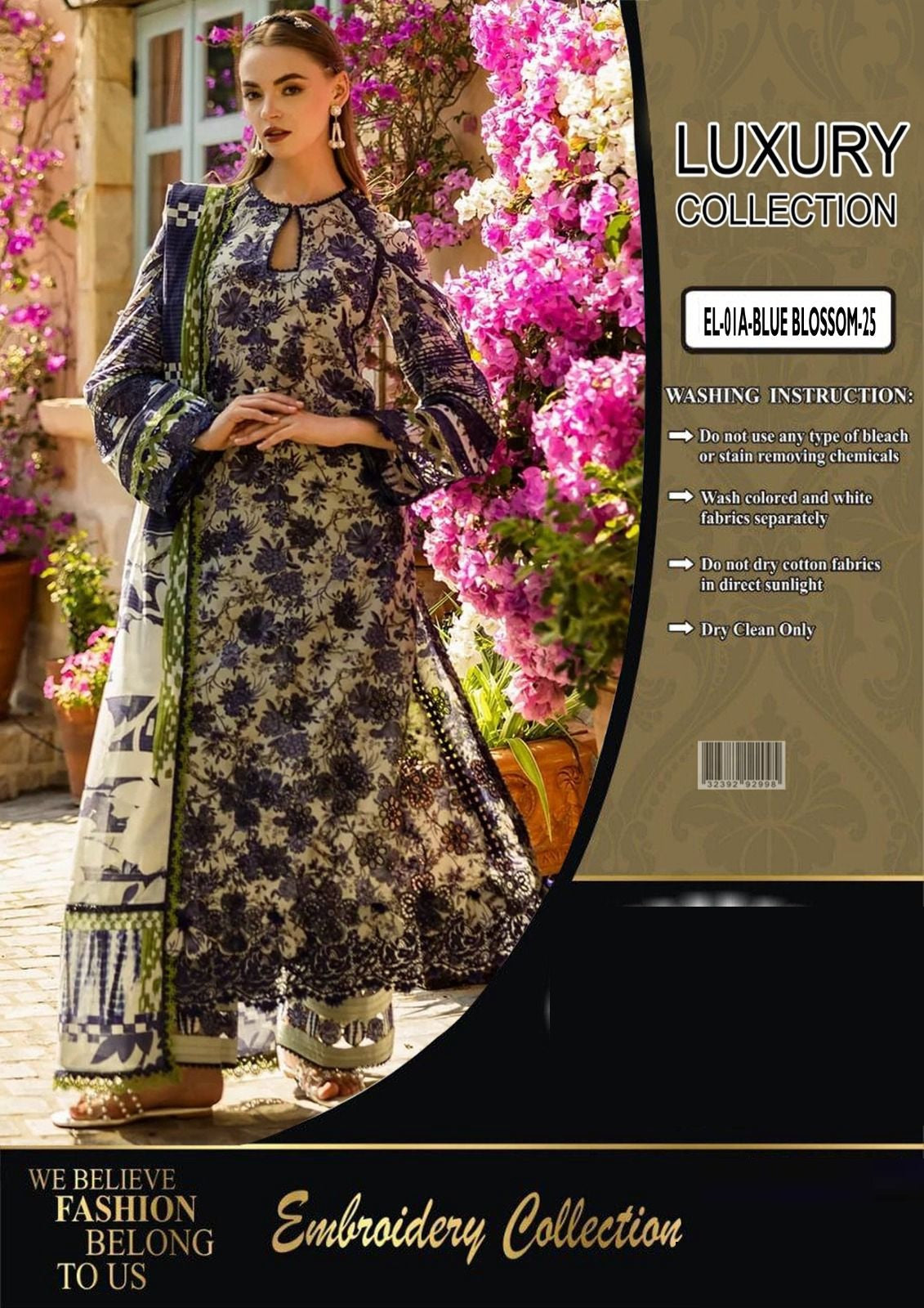 Afrozeh AL-LUPINE-25 Wz=768 3 Pcs Premium Pure Lawn Emb Dress 2025