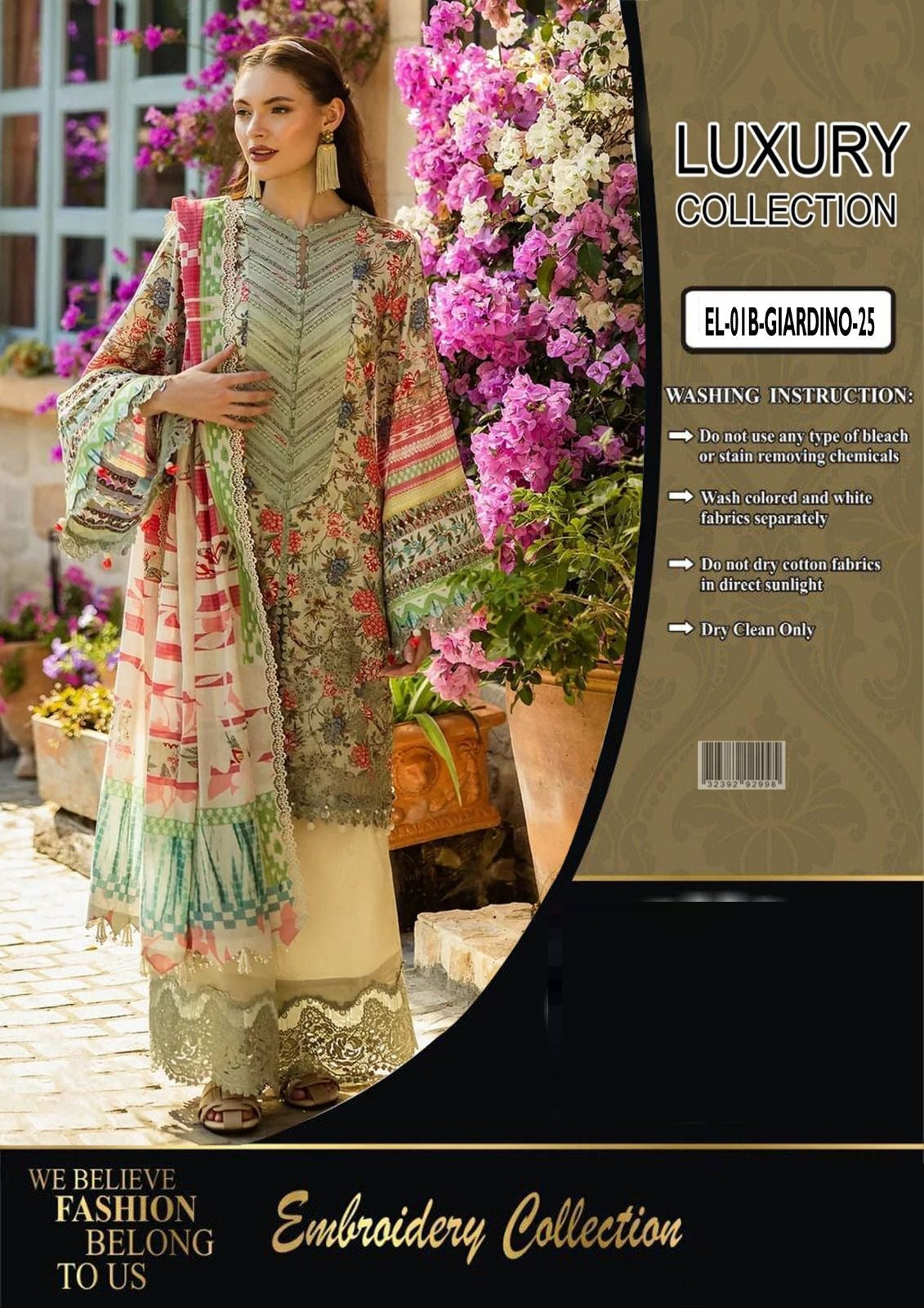 Afrozeh AL-LUPINE-25 Wz=768 3 Pcs Premium Pure Lawn Emb Dress 2025