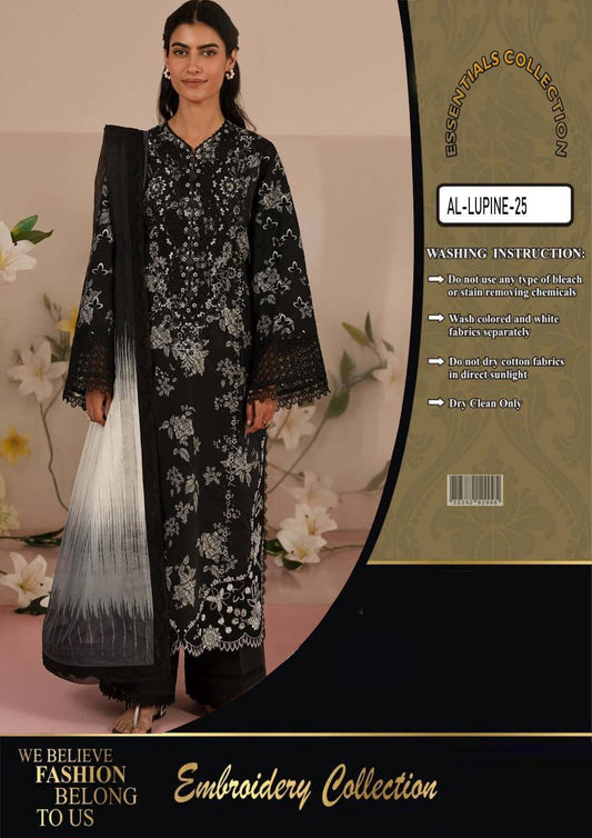 Afrozeh AL-LUPINE-25 Wz=768 3 Pcs Premium Pure Lawn Emb Dress 2025