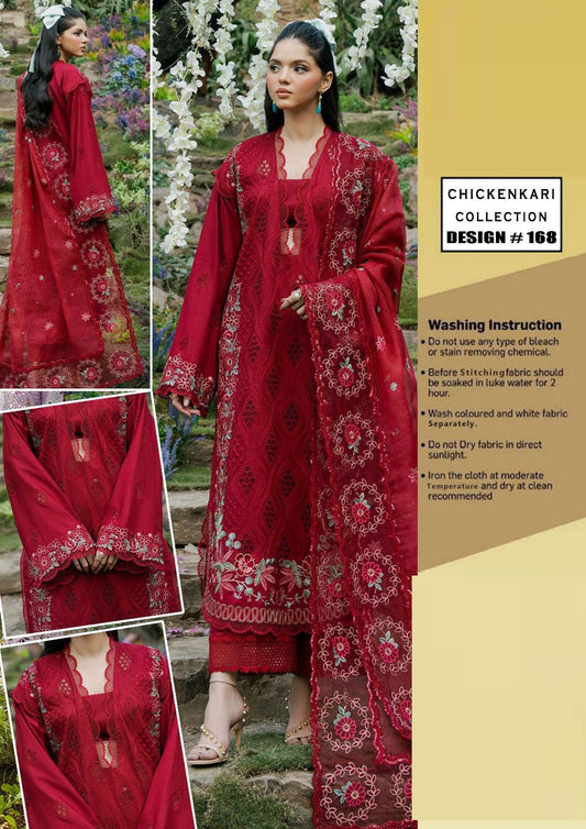 Wearza Wz=772 3 Pcs Premium Pure Lawn Dress With Khadi Net 2025