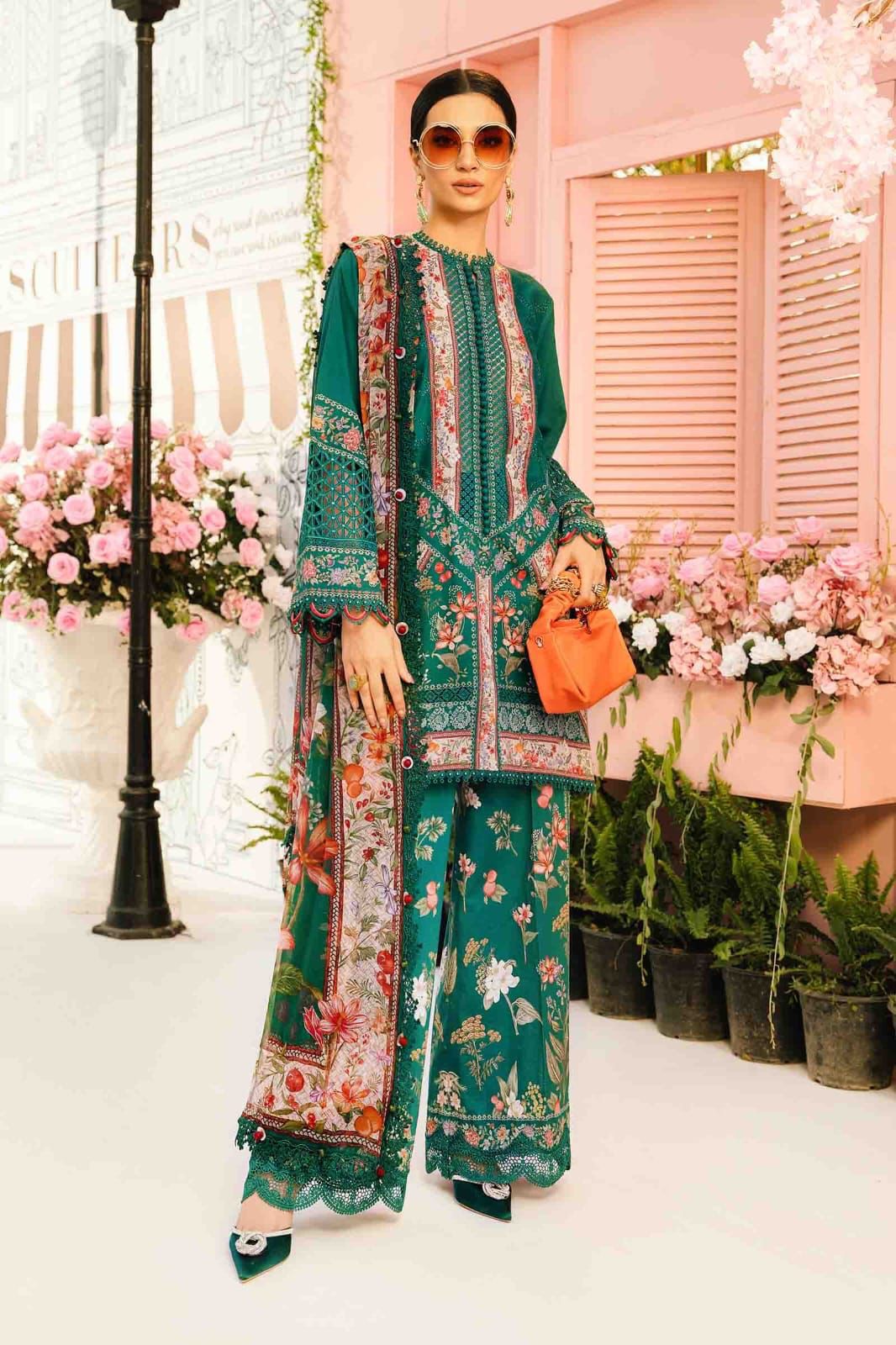 Maria b M Print  Wz=775 3 Pcs Premium Pure Lawn With Chiffon Dupatta 2025