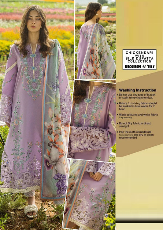 Wearza Wz-780 3 Pcs Premium Pure Lawn Chikankari Dress With Pure SIlk Emb Duppata 2025