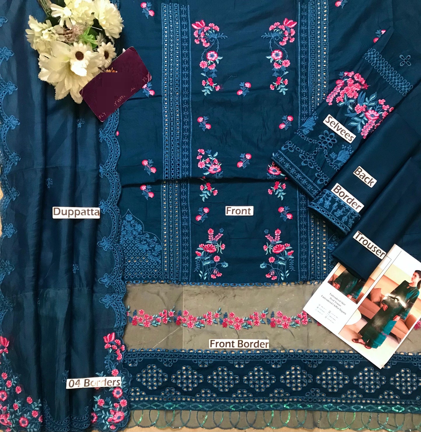 Azure Most HIt Wz=016 Premium Pure Lawn Chikankari Emb Frock With Khaadi Net Duppata 2025