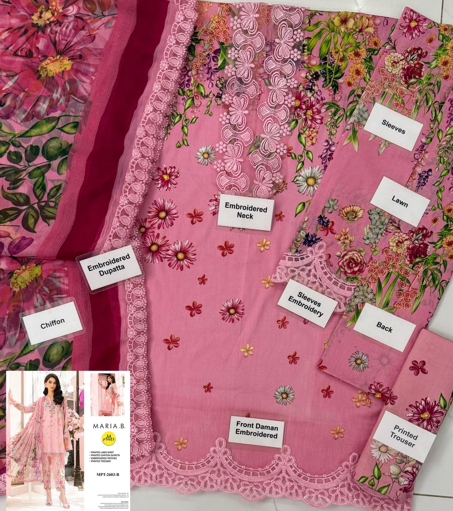 Maria b M-Print Wz-022 Luxury Lawn Festive Emb With Chiffon Duppata 25