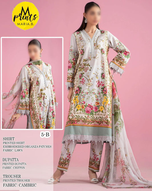 Maria b M-Print Wz-028 Luxury Lawn Festive Emb With Chiffon Duppata 25