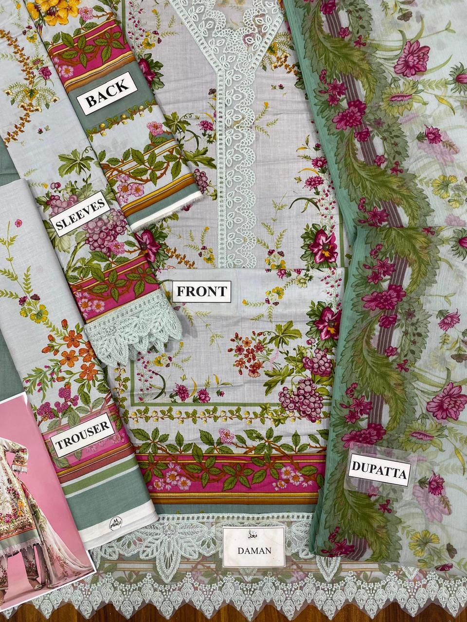 Maria b M-Print Wz-028 Luxury Lawn Festive Emb With Chiffon Duppata 25